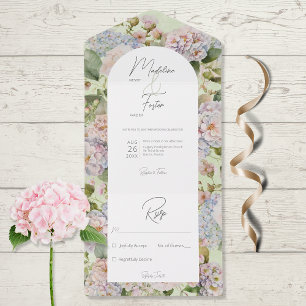 Rustikale Pastel Hydrangeas Sage Green Arch No Din All In One Einladung