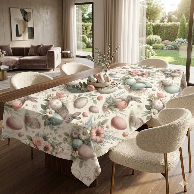 Rustikale Pastell-Osterhasen-Dekorativeier zum Frü Tischdecke (Rustic Pastel Spring Easter Bunny Decorative Eggs Tablecloth)
