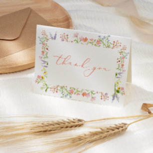 Rustikale Pastell-Wildblume Rahmen Brautparty Dank Dankeskarte