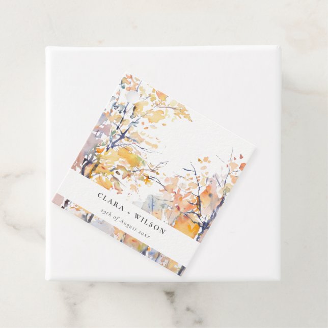 Rustikale Pastellgelbe Herbst-Landschaft Hochzeit Geschenkanhänger (Beispiel)