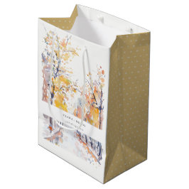 Rustikale Pastellgelbe Herbst-Landschaft Hochzeit Mittlere Geschenktüte