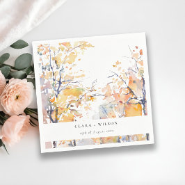 Rustikale Pastellgelbe Herbst-Landschaft Hochzeit Serviette