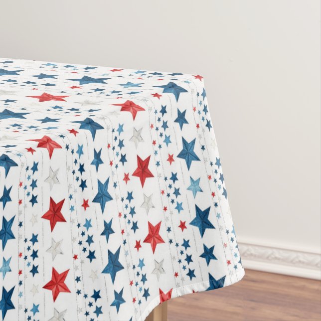 Rustikale Patriotische Rote, Weiße und Blaue Stern Tischdecke (Beispiel)