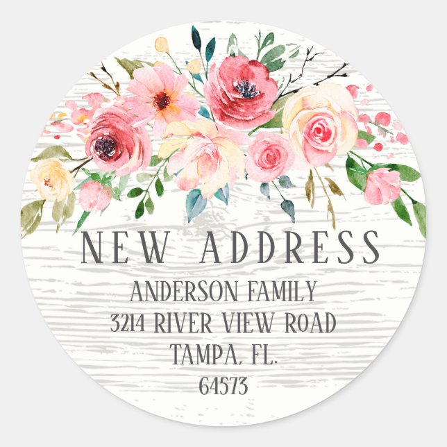 Rustikale Peongs Rose Blumenrückgabe Runder Aufkleber (Vorderseite)