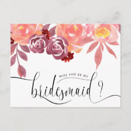 Rustikale Peonies Bridesmaid Einladung Postkarte