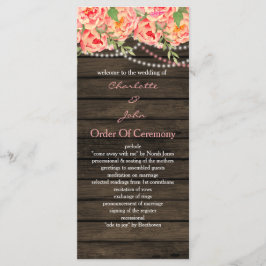 Rustikale Peony Barn Wood Wedding Programm