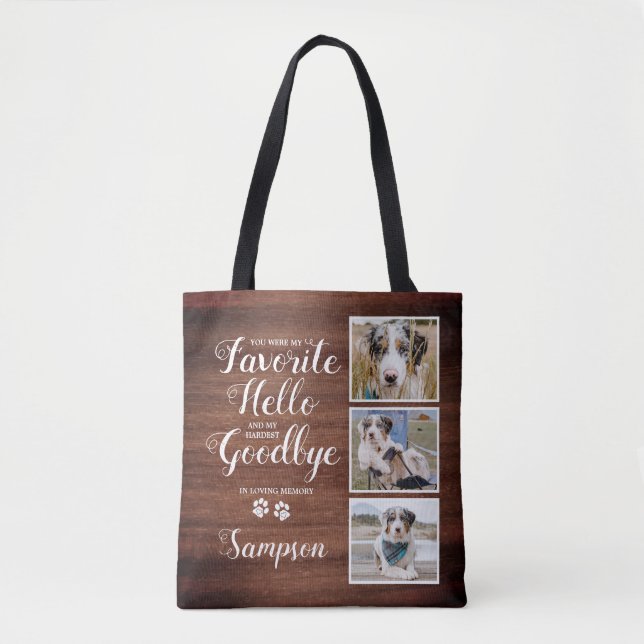 Rustikale Personalisierte Haustier-Gedenkfotografi Tasche (Vorderseite)