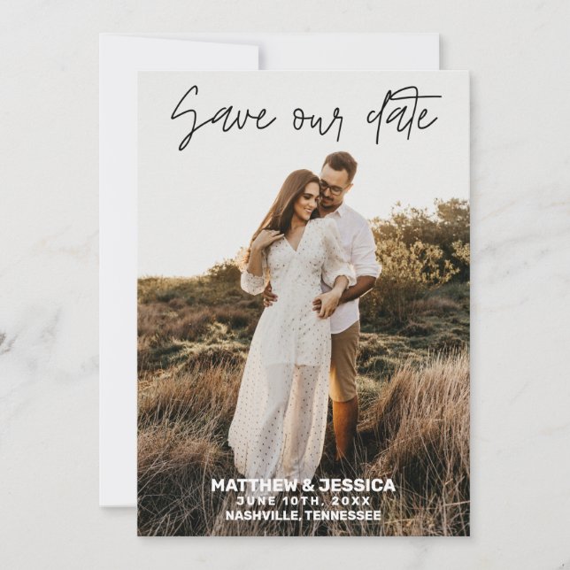 Rustikale Personalisierte Hochzeit retten das Datu Save The Date (Vorderseite)