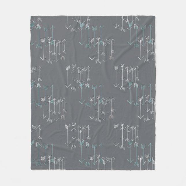 Rustikale Pfeile Graue Aqua Weiße Fleece Blanken (Vorderseite)