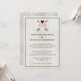 Rustikale Pfeile Rotes Herz Hochzeit Einladung