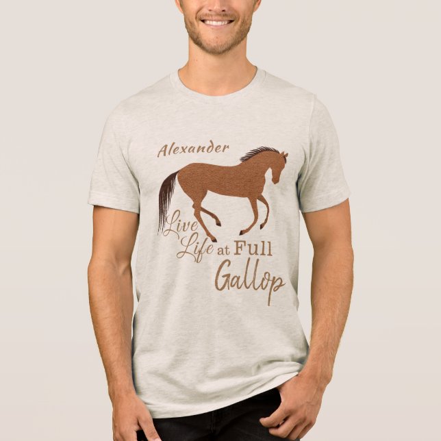 Rustikale Pferde Imitate Leder Live Life Inspirati Tri-Blend Shirt (Vorderseite)