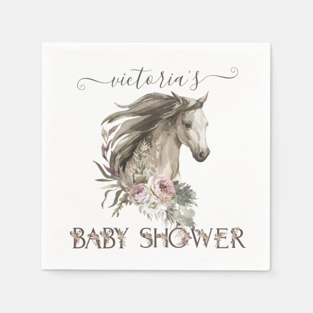 Rustikale Pferdebücher für Babydusche Serviette (Vorderseite)