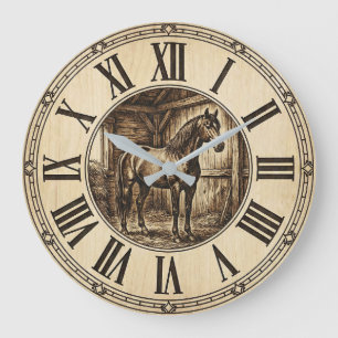Rustikale Pferdestall-Wanduhr Farmhaus-Dekoratio Große Wanduhr