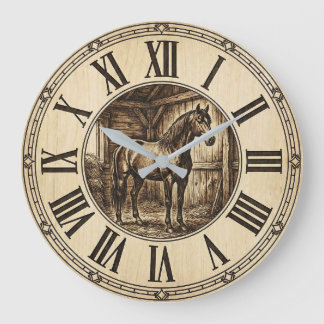 Rustikale Pferdestall-Wanduhr | Farmhaus-Dekoratio Große Wanduhr