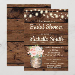 Rustikale Pfirsich Boho Barrel Bridal Dusche Einla Einladung