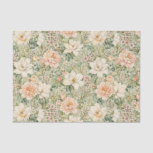 Rustikale Pfirsich- und Beige-Blumen-Dekoupage Seidenpapier