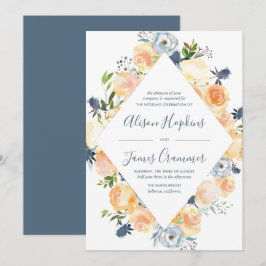 Rustikale Pfirsich- und White Peony-Hochzeit Einladung