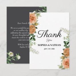 Rustikale Pfirsichblütenhochzeit Danke Karte