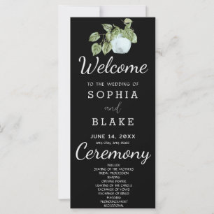 Rustikale Pflanze Blätter Black Wedding Programm