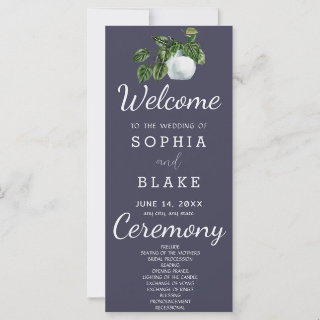 Rustikale Pflanze Blätter Hochzeitskalender (Vorderseite)