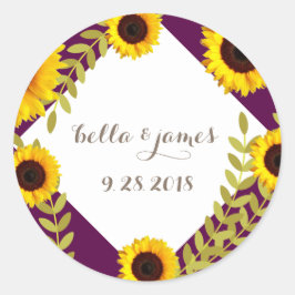 Rustikale Pflaumensonnenblume Runder Aufkleber