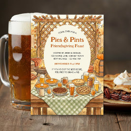 Rustikale Pies und Pints Friendsgiving-Party Einladung