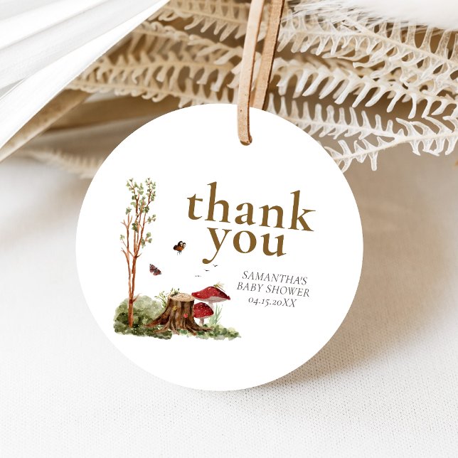 Rustikale Pilz-Wald-Babyparty Geschenkanhänger (Mushroom Rustic Woodland Baby Shower Favor Tags)