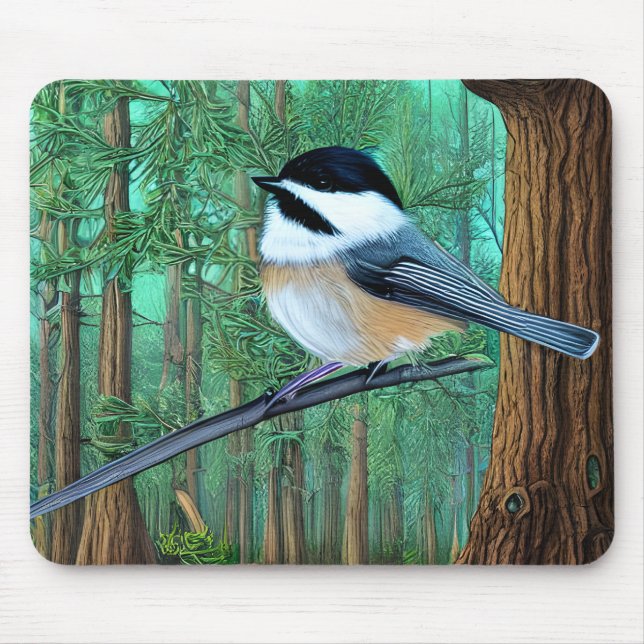 Rustikale Pine Chickadee Mousepad (Vorne)