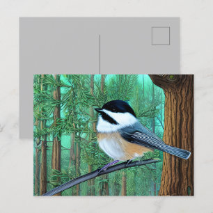 Rustikale Pine Chickadee Postkarte