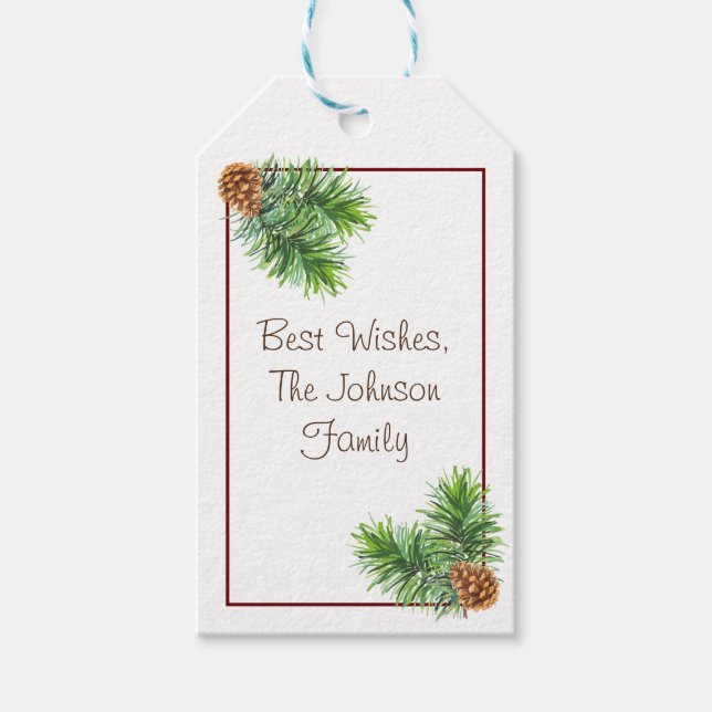 Rustikale Pine Cone Essbare Weihnachtszeit Gegenwa Geschenkanhänger (Vorderseite)