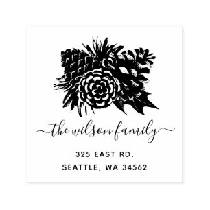 Rustikale Pine Cone Fir Holidays Rücksendeadresse Permastempel