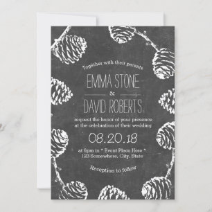 Rustikale Pine Cones Chalkboard Hochzeit Einladung