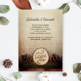 Rustikale Pine Cones Woodland Hochzeit retten das Save The Date