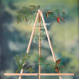 Rustikale Pine Greenerity Wedding Willkommenszeich Acrylschild