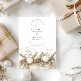 Rustikale Pine Ornament Winterhochzeit Einladung