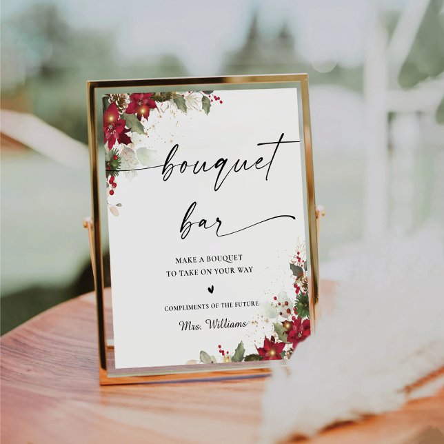 Rustikale Pine Poinsettia Wedding Bouquet Bar Sign Sockelschild (Von Creator hochgeladen)