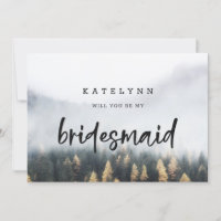 Rustikale Pine Tree Bridesmaid Vorschlag Card