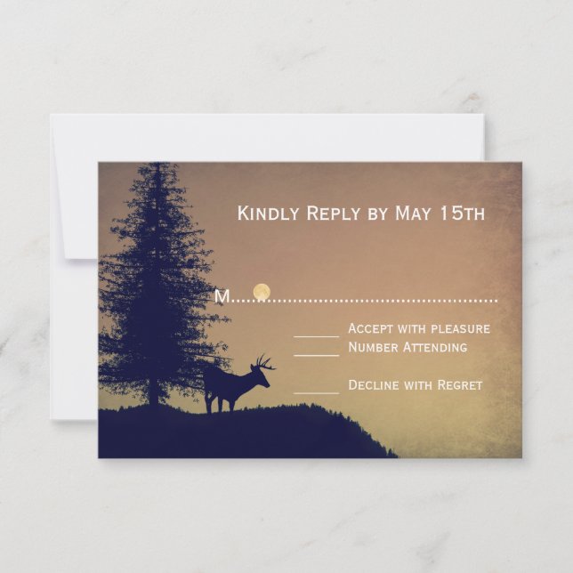 Rustikale Pine Tree Country Wedding RSVP Cards (Vorderseite)