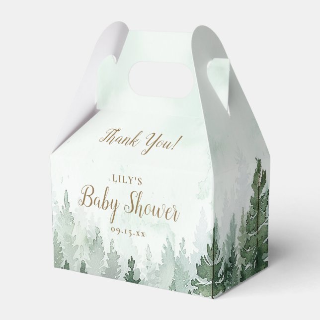 Rustikale Pine Tree Forest Baby Dusche Geschenkschachtel (Vorderseite)
