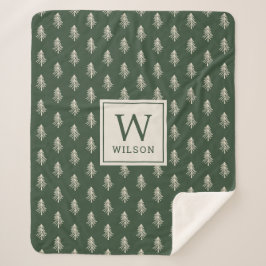 Rustikale Pine Trees Familienname Monogram Weihnac Sherpadecke
