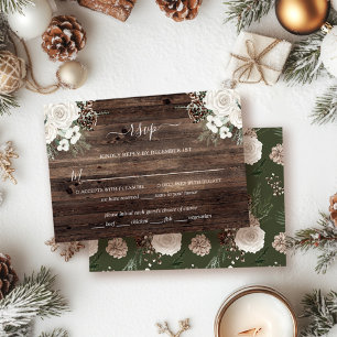 Rustikale Pine Winter Wedding RSVP Card Karte
