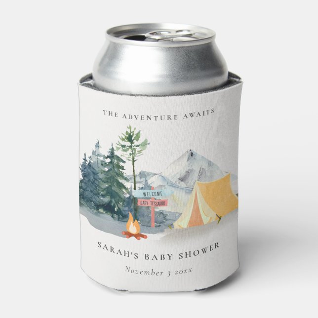 Rustikale Pine Woods Camping Mountain Baby Dusche Dosenkühler (Kanne Vorderseite)