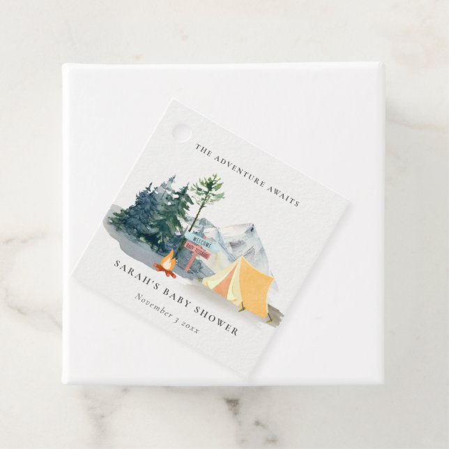 Rustikale Pine Woods Camping Mountain Baby Dusche Geschenkanhänger (Beispiel)