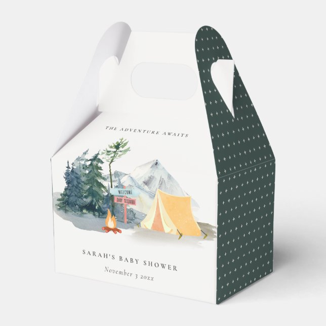 Rustikale Pine Woods Camping Mountain Baby Dusche Geschenkschachtel (Vorderseite)
