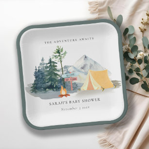 Rustikale Pine Woods Camping Mountain Baby Dusche Pappteller