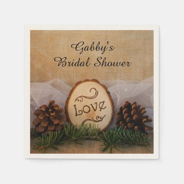 Rustikale Pines Woodland Brautparty Paper Napkins Serviette (Vorderseite)