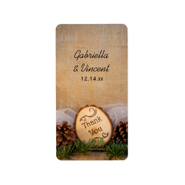 Rustikale Pines Woodland Hochzeit Danke Ihnen für  Adressaufkleber (Vorne)