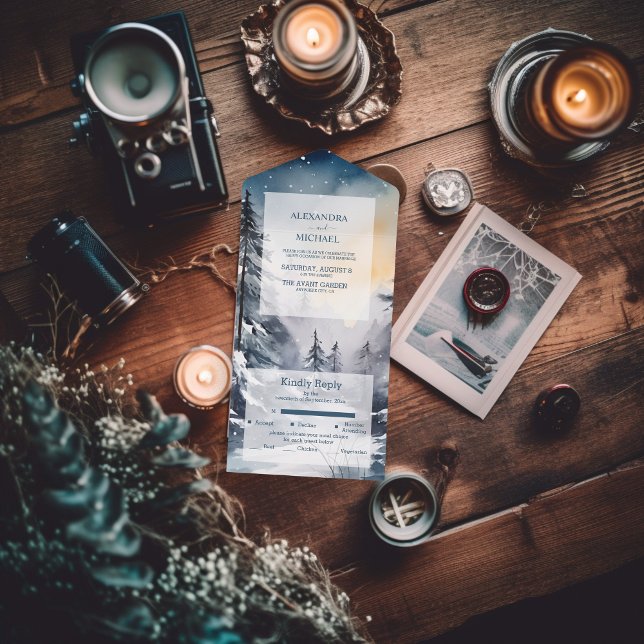 Rustikale Pinienbäume Hochzeit All In One Einladung (Von Creator hochgeladen)