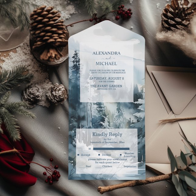 Rustikale Pinienbäume Hochzeit All In One Einladung (Von Creator hochgeladen)