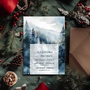 Rustikale Pinienbäume Hochzeit Einladung